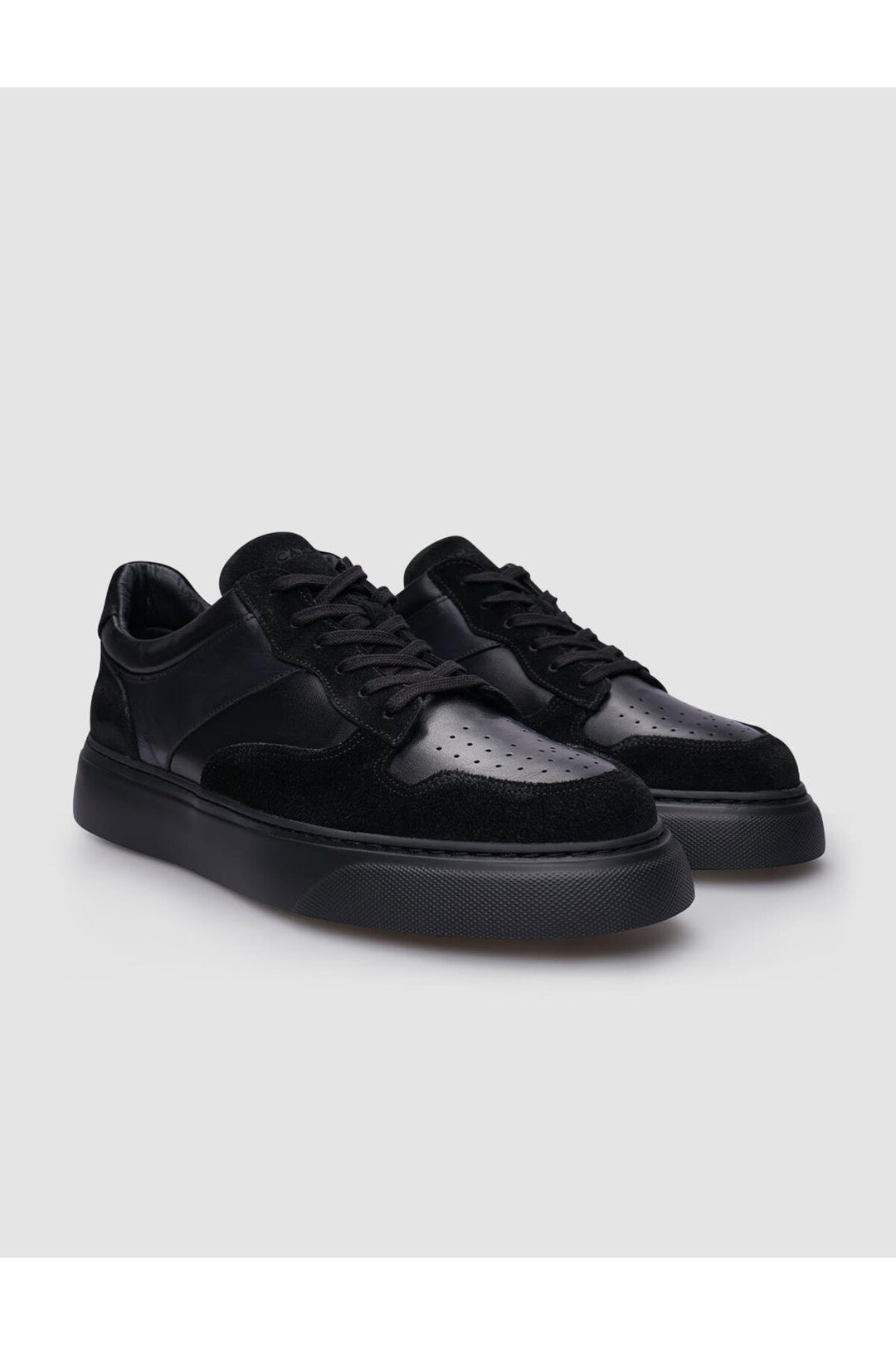 Cabani Shoes Baskets pour hommes en cuir véritable 100% en daim noir avec lacets - Noir