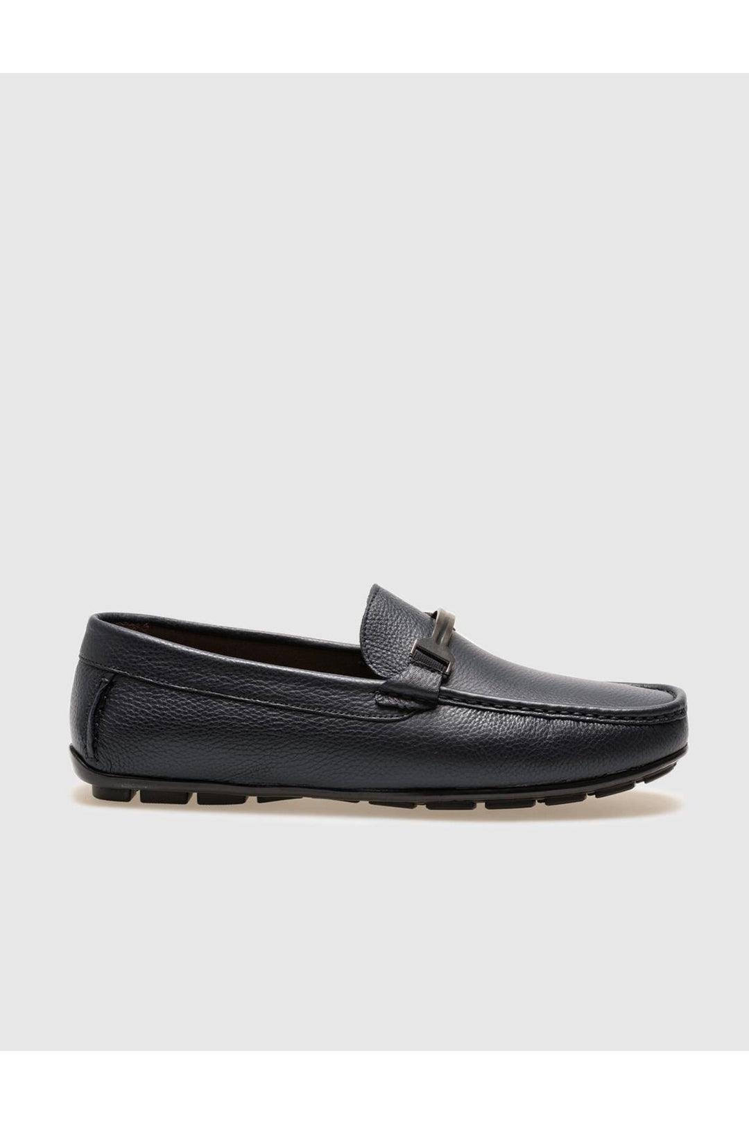 Cabani Shoes Mocassin pour homme en cuir véritable bleu marine avec boucle. - Bleu marine