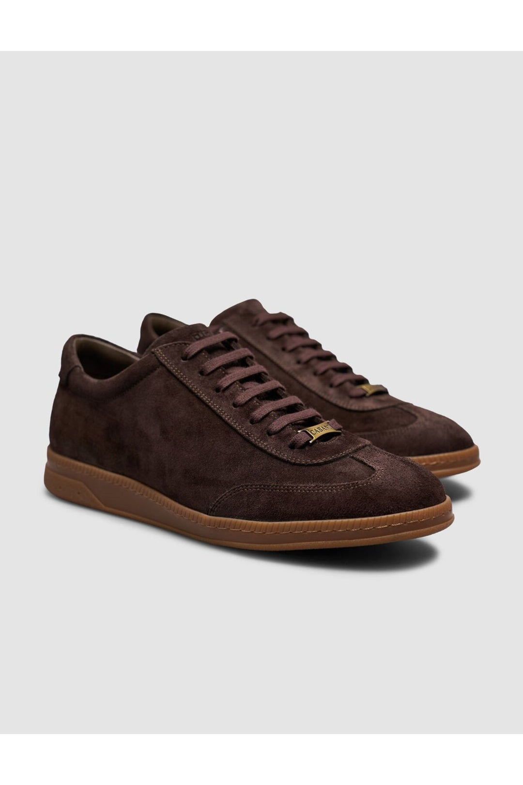 Cabani Shoes Baskets pour hommes en cuir suédé marron à lacets avec semelle en caoutchouc - Multicolore