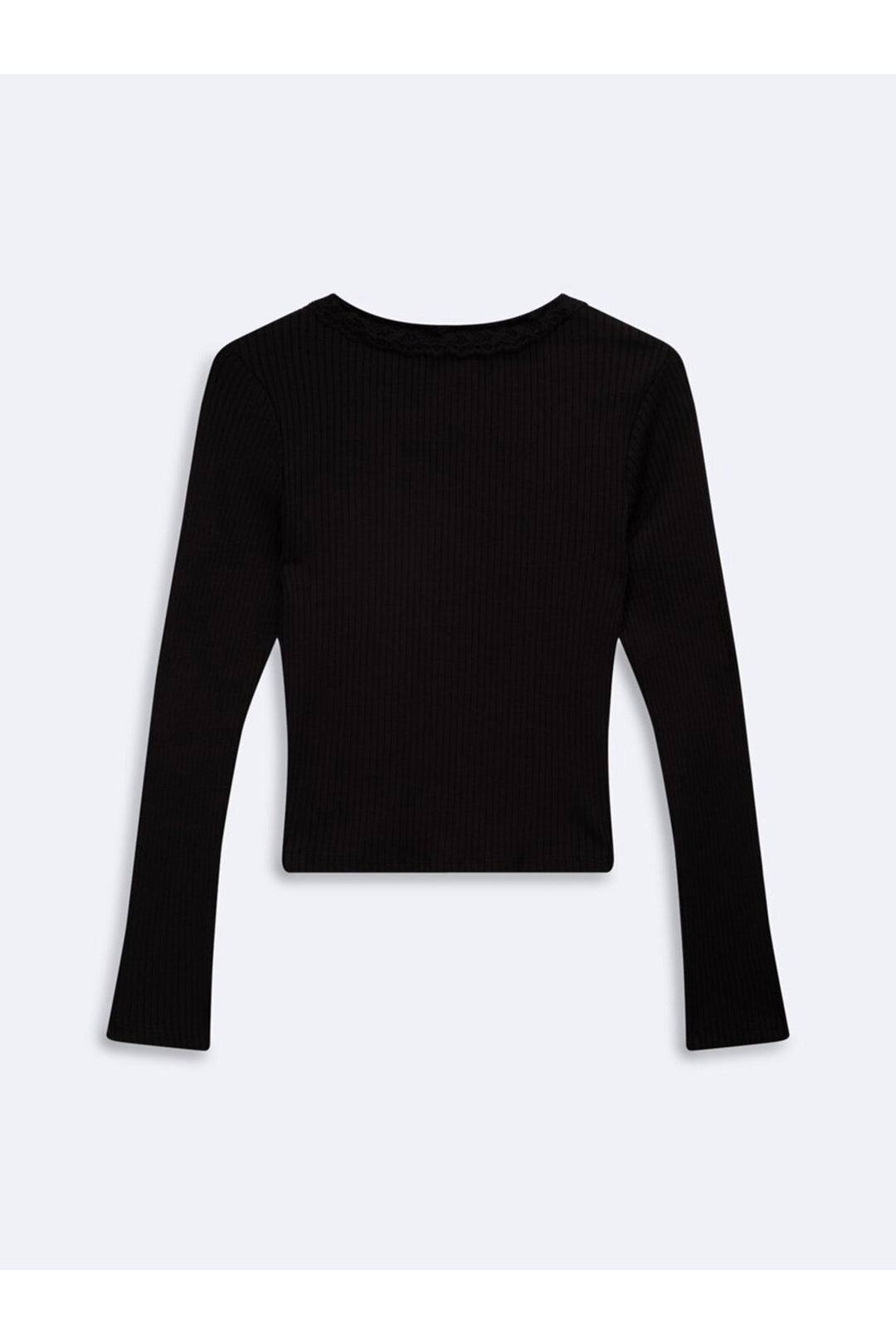 LTB Sweatshirt noir à détails en dentelle en V - Noir