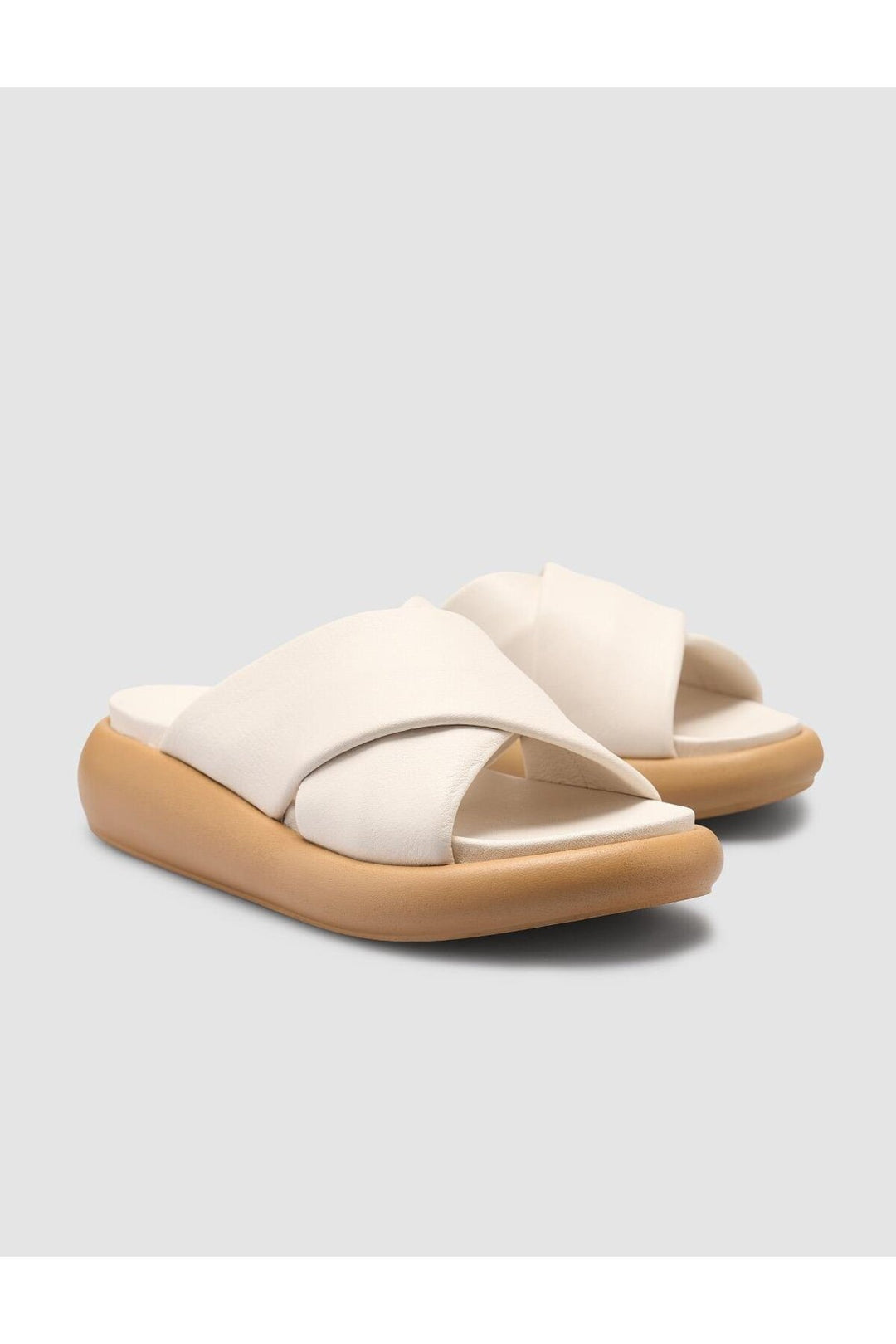 Cabani Shoes %100 Cuir véritable Pantoufle femme blanc cassé - Blanc