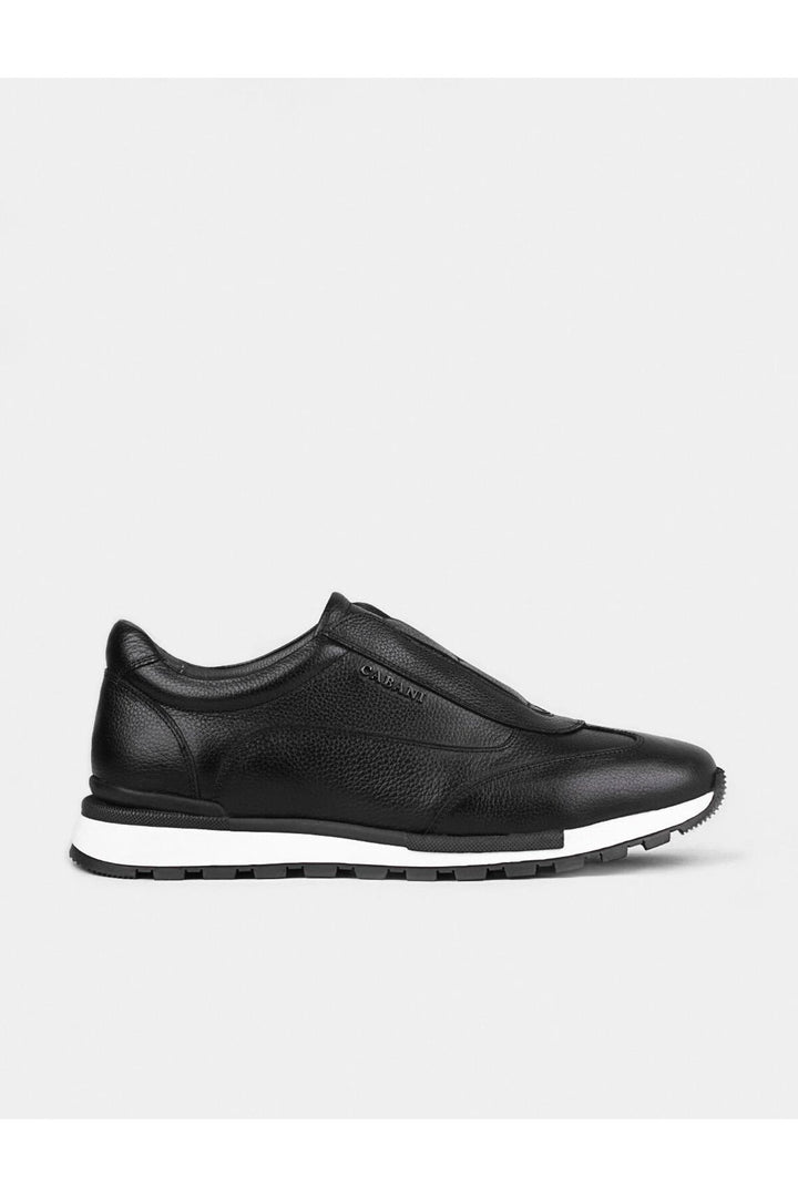 Cabani Shoes Chaussures de sport pour hommes en cuir véritable noires - Noir