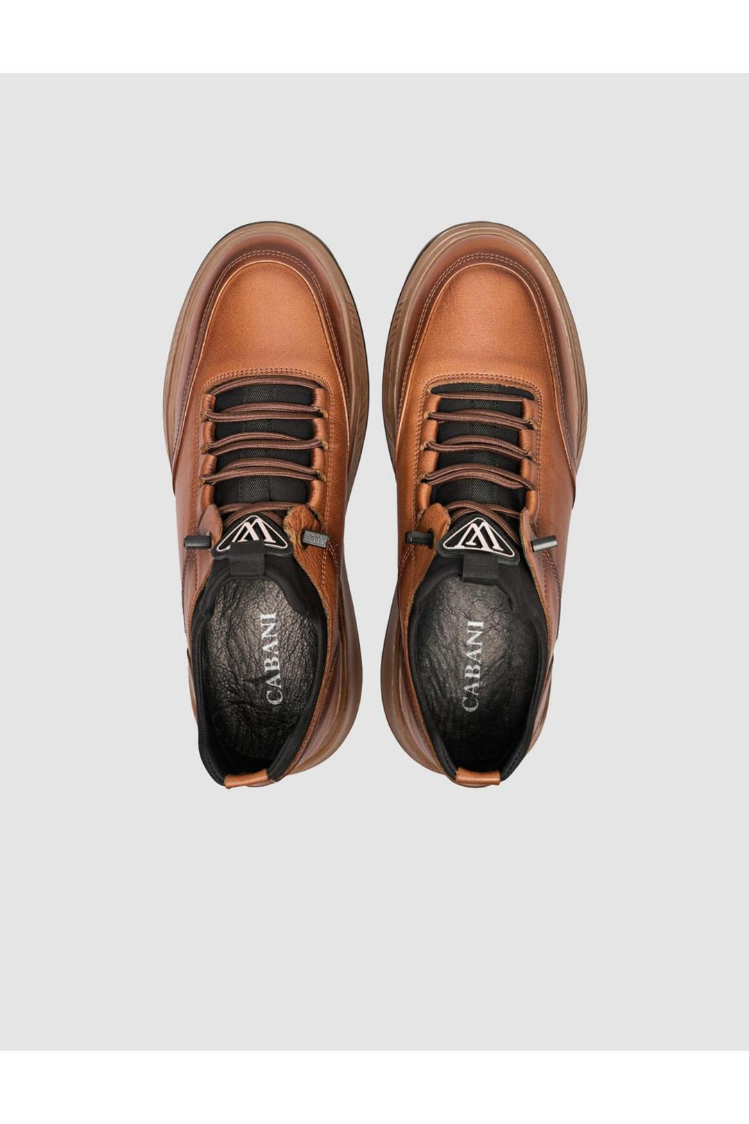 Cabani Shoes Chaussures de sport pour hommes en cuir beige avec lacets - Multicolore