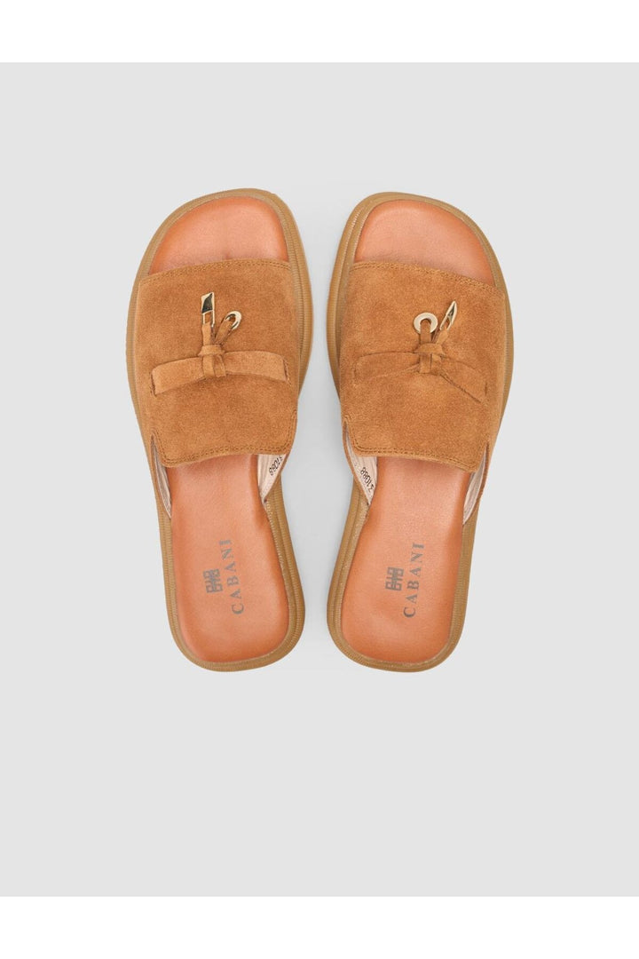 Cabani Shoes %100 Cuir véritable Sandales en suède pour femmes couleur tabac - Tabac