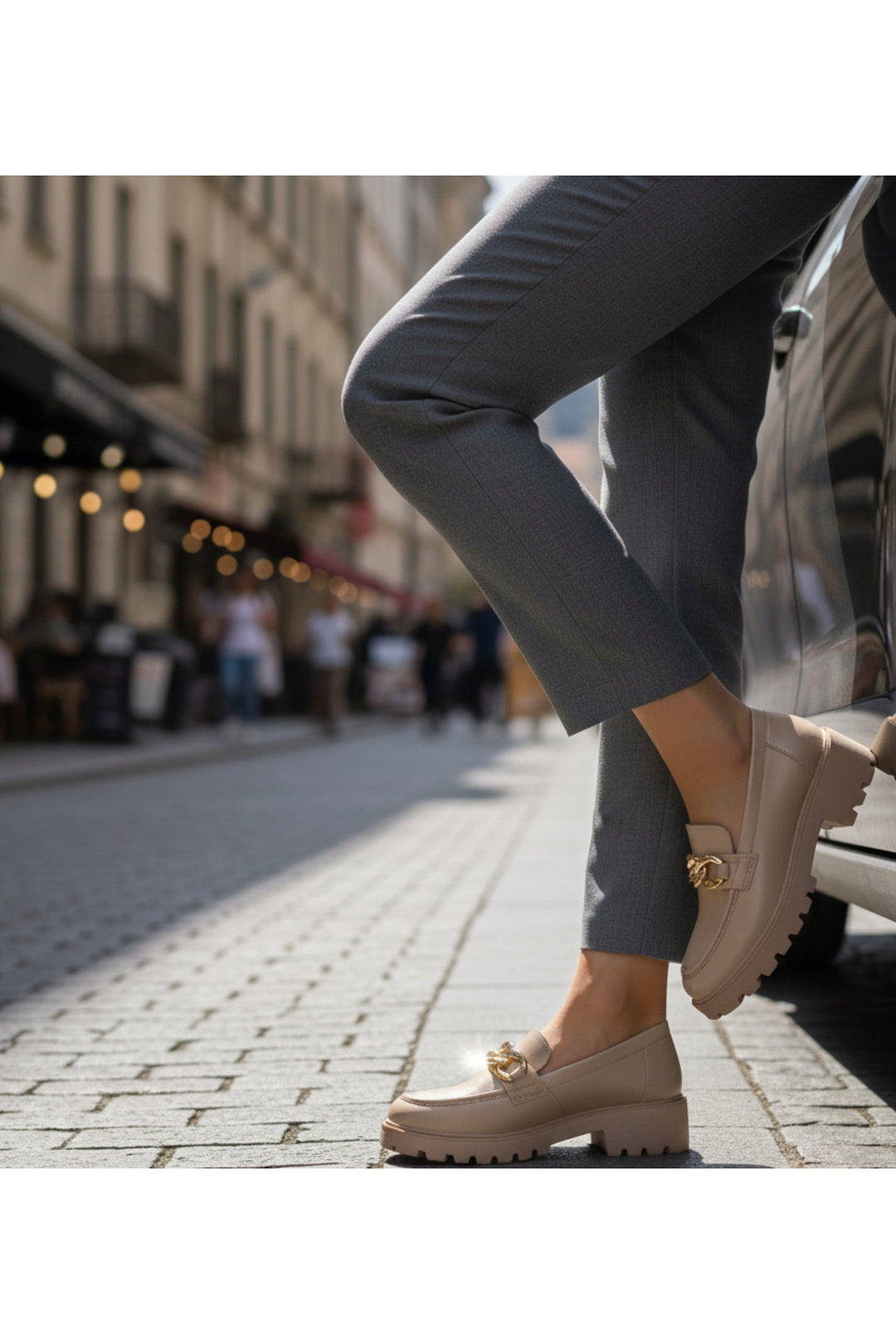 Wavelys Venya Beige Mocassins en Cuir Véritable pour Femmes - Beige