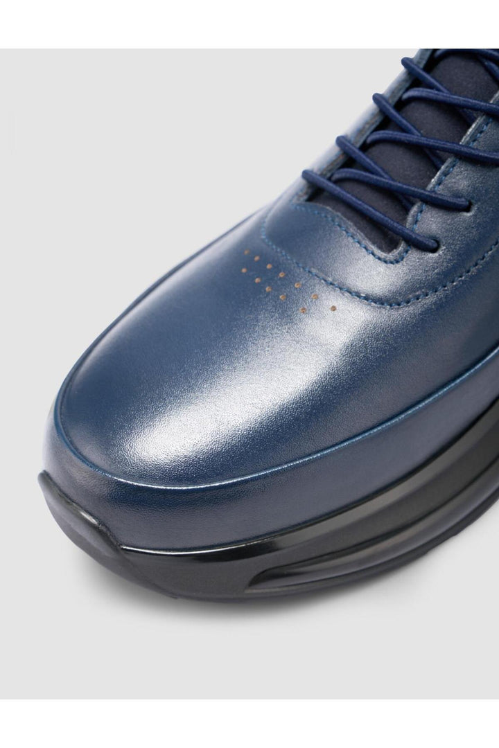 Cabani Shoes Chaussures de ville pour hommes en cuir véritable 100% bleu marine à lacets - Bleu marine