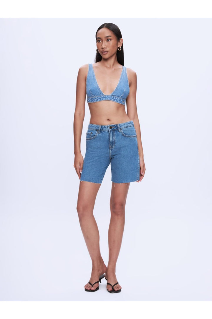 LTB Estelle - Jean court - Bleu moyen - Sans bretelles - Col en V