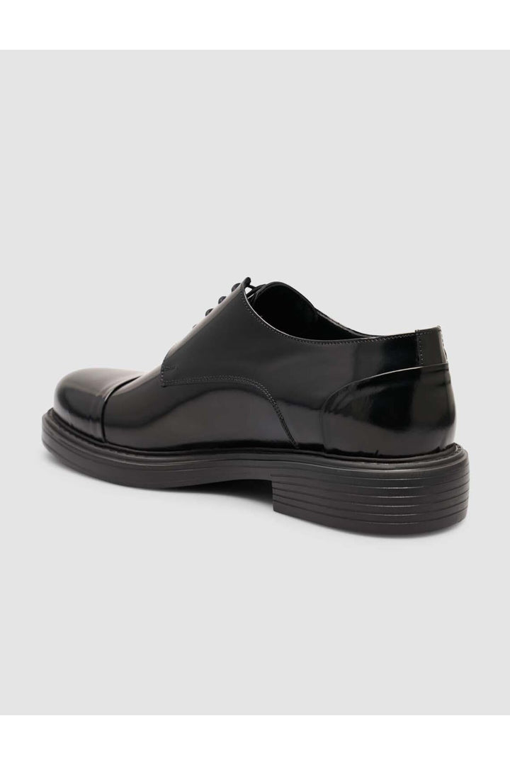 Cabani Shoes Chaussures classiques pour hommes en cuir véritable noir à semelle épaisse - Noir