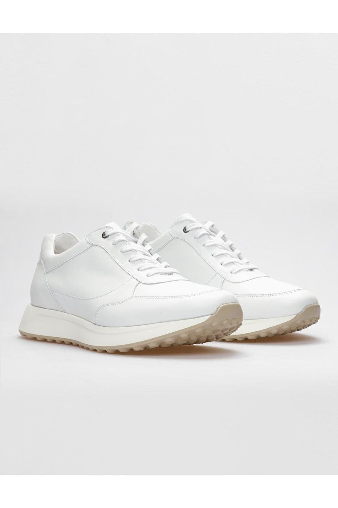 Cabani Shoes Chaussures de sport pour hommes en cuir véritable blanches à lacets - Blanc