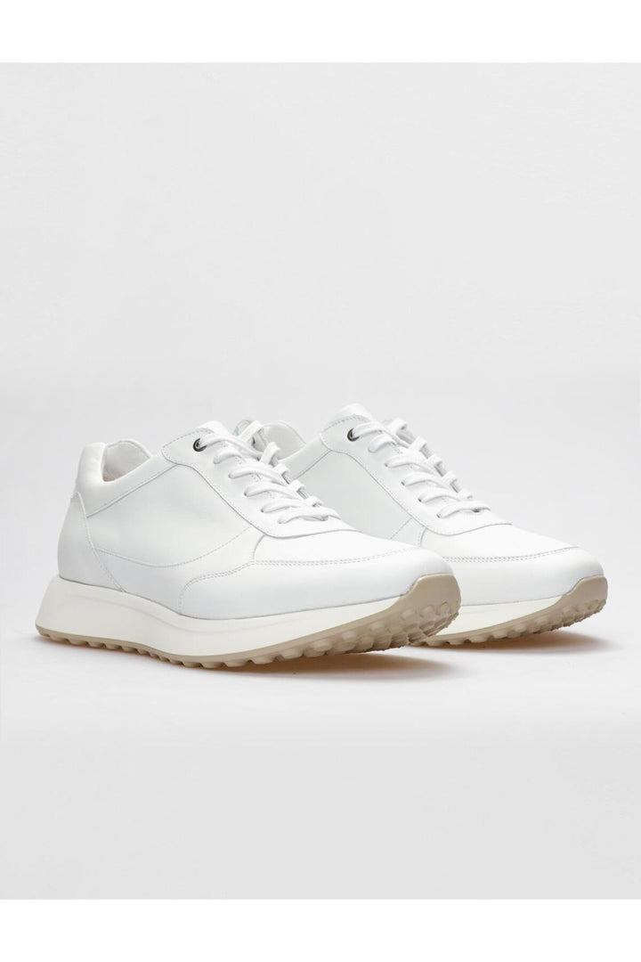 Cabani Shoes Chaussures de sport pour hommes en cuir véritable blanches à lacets - Blanc