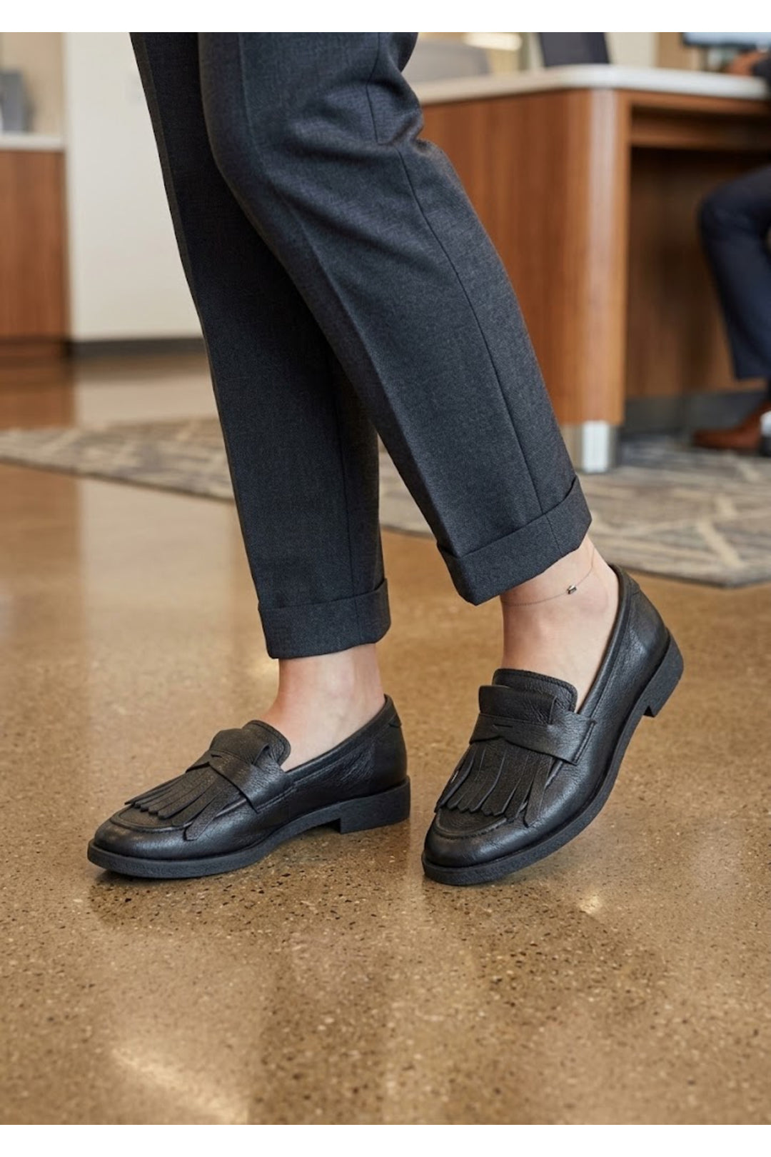 Wavelys GABRI Chaussures pour femmes élégantes en cuir véritable, confortables, flexibles et à semelle douce. - Noir