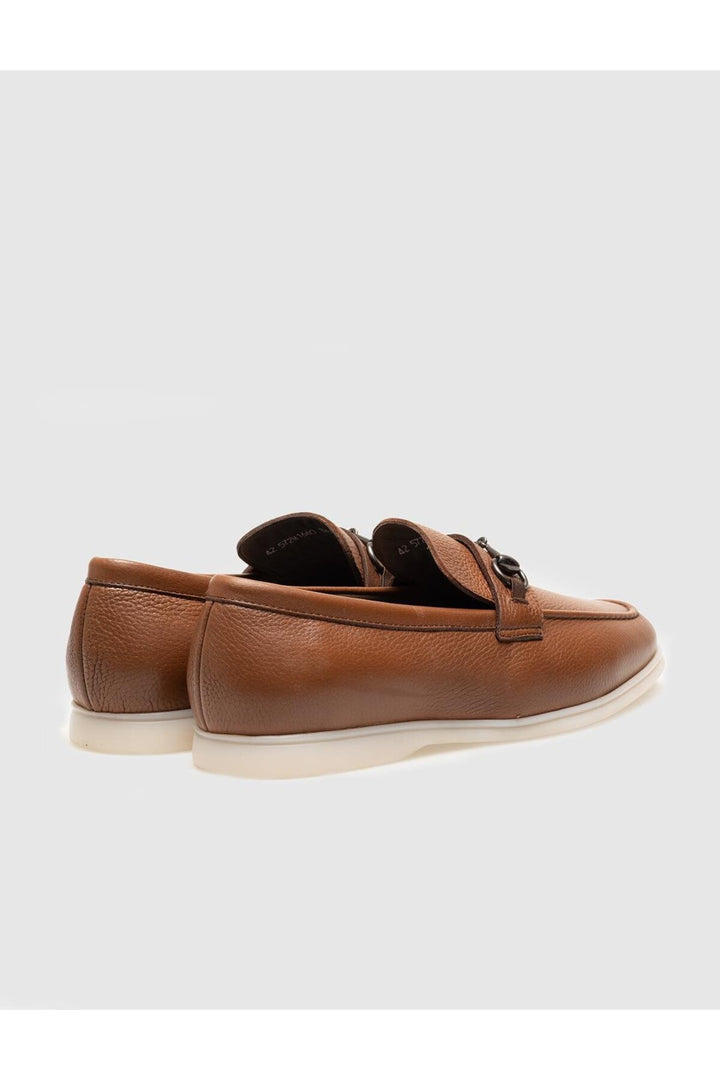 Cabani Shoes Loafer pour homme en cuir véritable avec boucle en tabac - Tabac