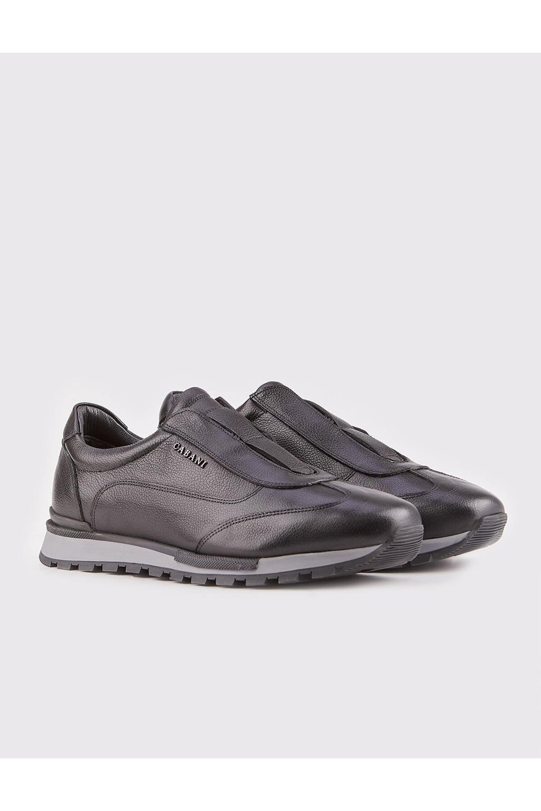 Cabani Shoes Chaussures de sport pour hommes en cuir véritable noir avec fourrure, sans lacets. - Noir