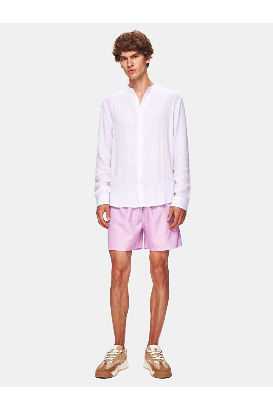 LTB Chemise blanche tissée à col imprimé décontracté
