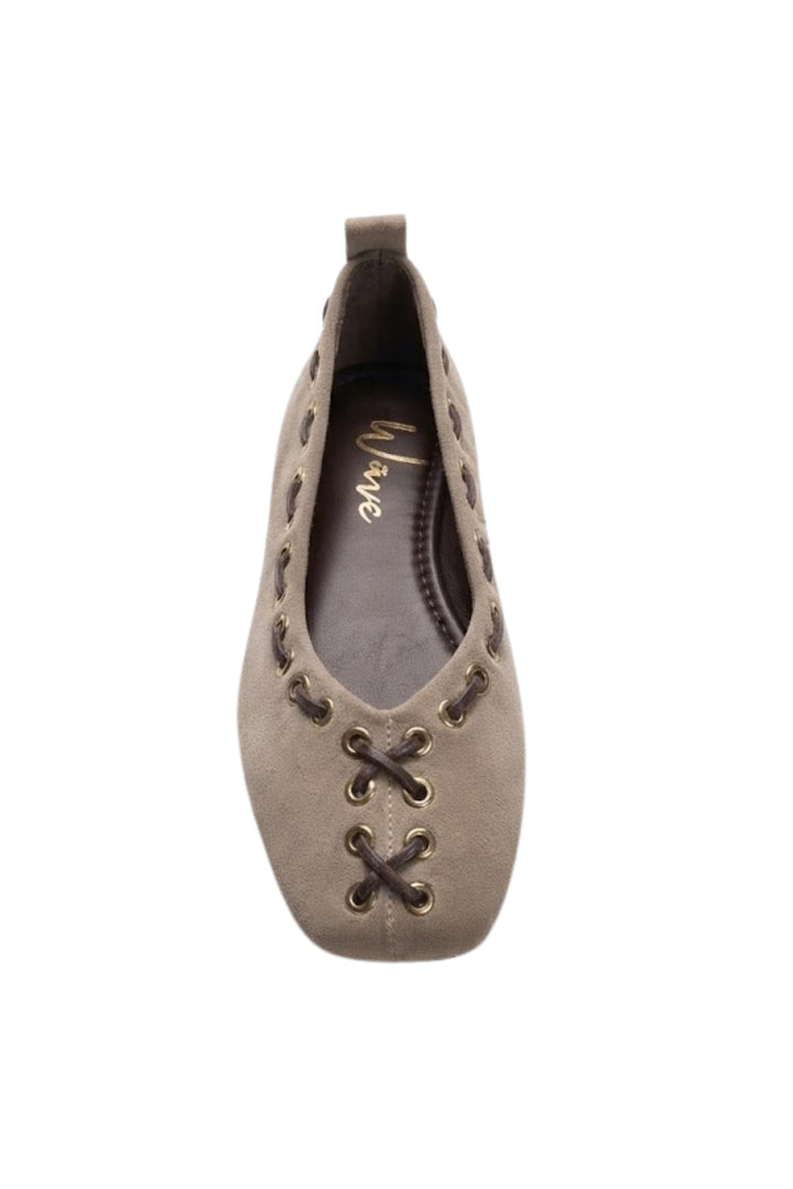 Wavelys DEXA Ballerines en cuir suédé véritable bleu marine à bout métallique avec un confort optimal. - Beige