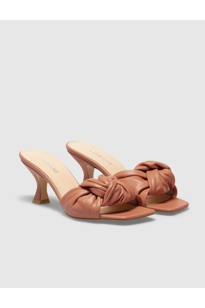 Cabani Shoes Sandales à talons fins en cuir véritable saumon pour femmes - Rose