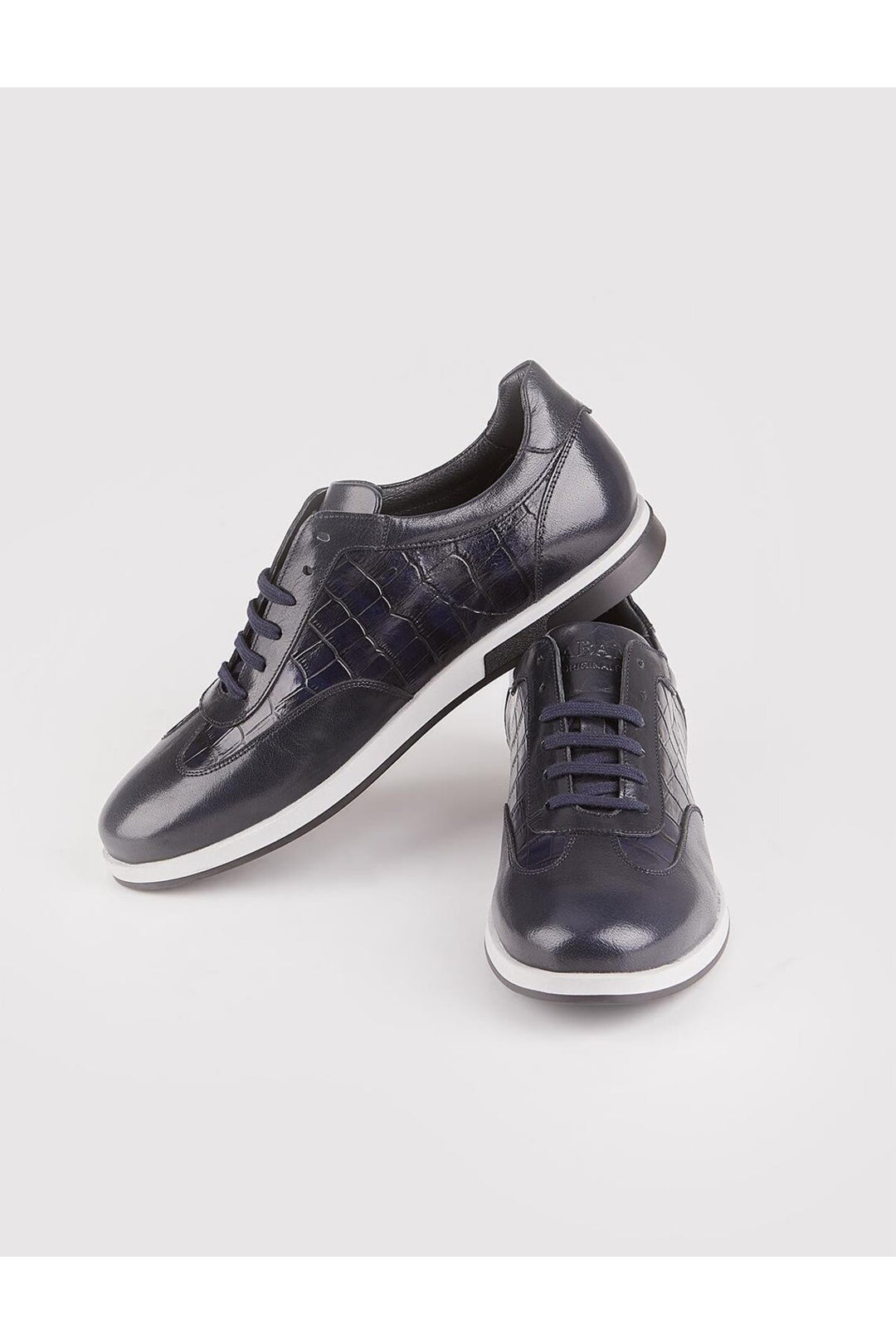 Cabani Shoes Chaussures de ville pour hommes en cuir véritable noir avec lacets et semelle en caoutchouc. - Bleu marine