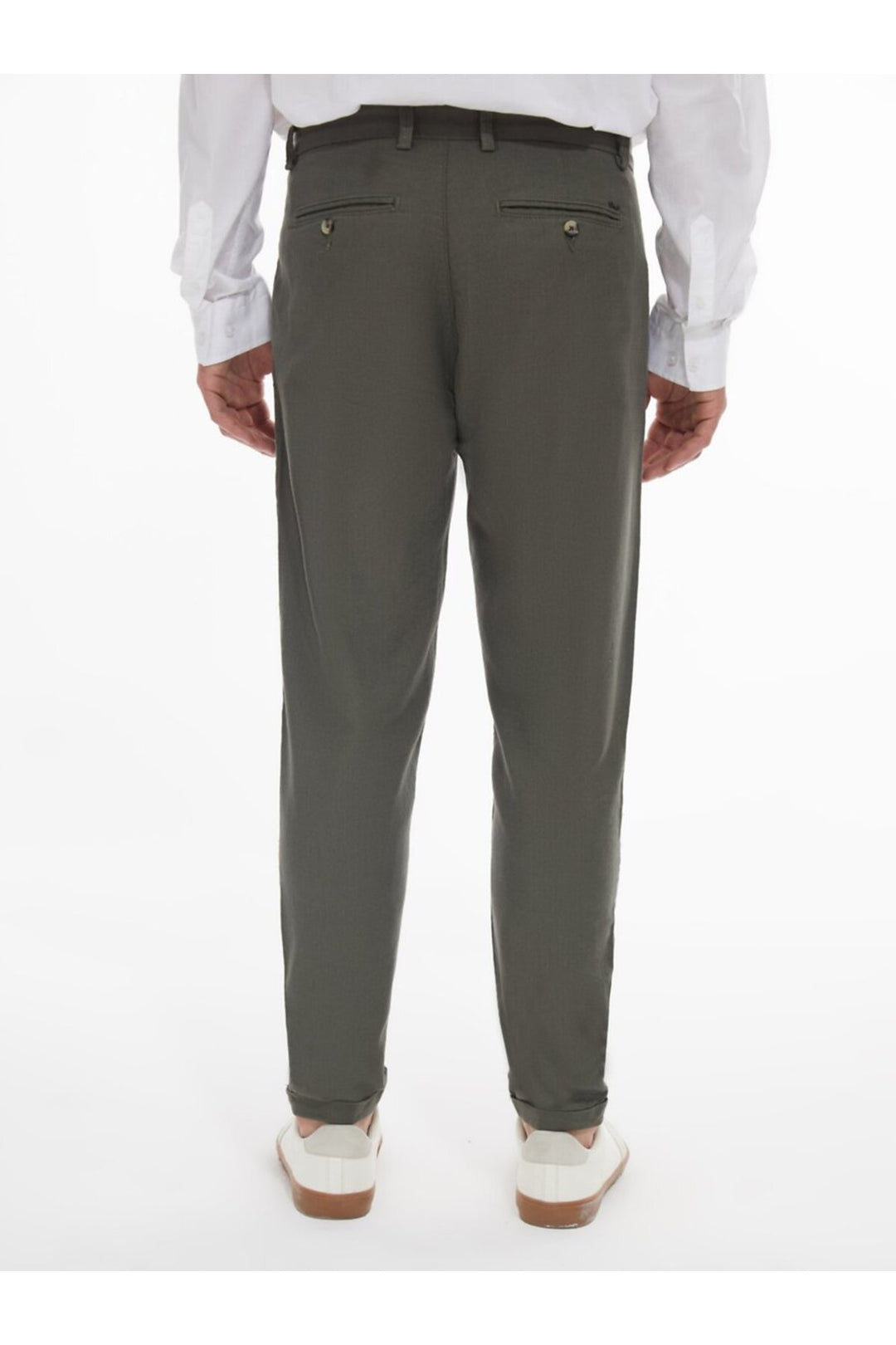 LTB Pantalon vert uni aspect lin