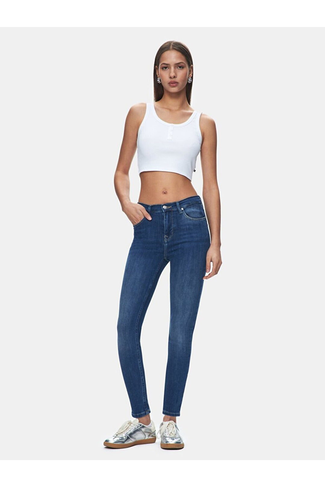 LTB Tanya X Mid Rise Skinny Pantalon - Moyen Bleu_