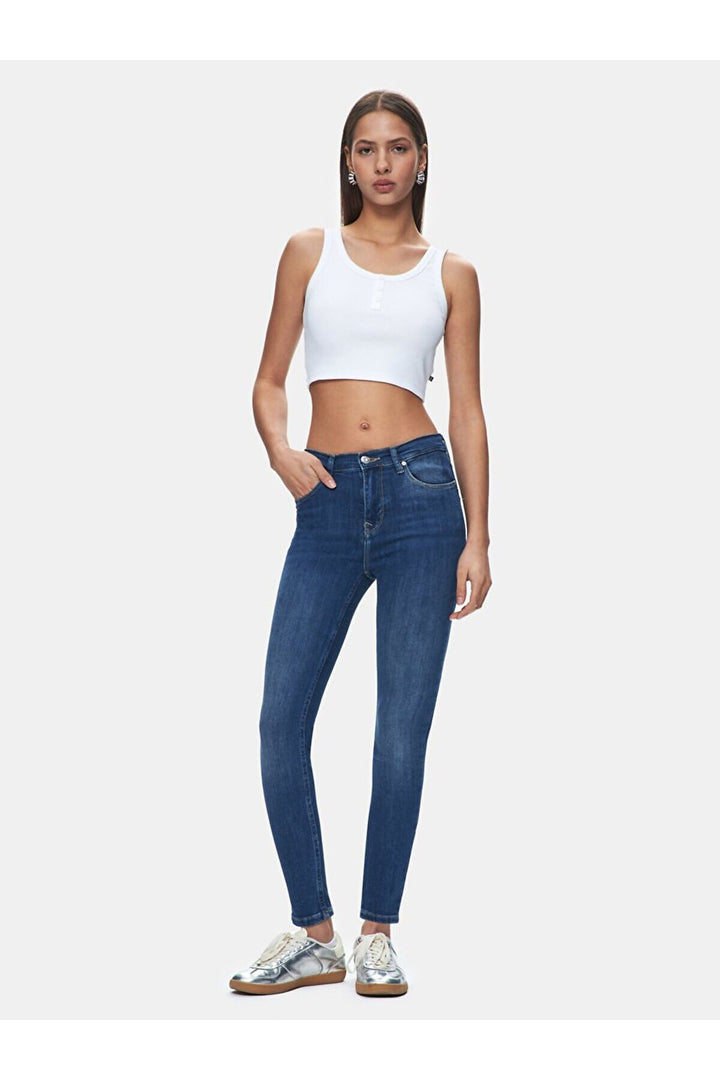 LTB Tanya X Mid Rise Skinny Pantalon - Moyen Bleu_