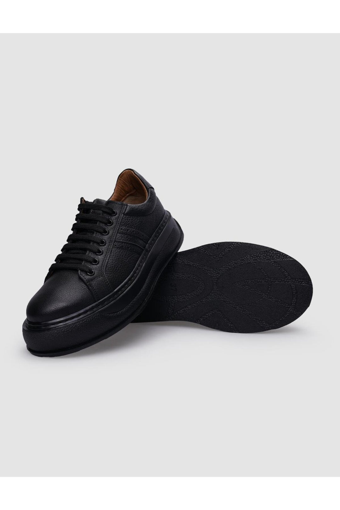Cabani Shoes Chaussures de sport pour femmes en cuir véritable noir à lacets 100% - Multicolore