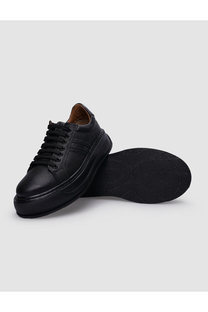 Cabani Shoes Chaussures de sport pour femmes en cuir véritable noir à lacets 100% - Multicolore