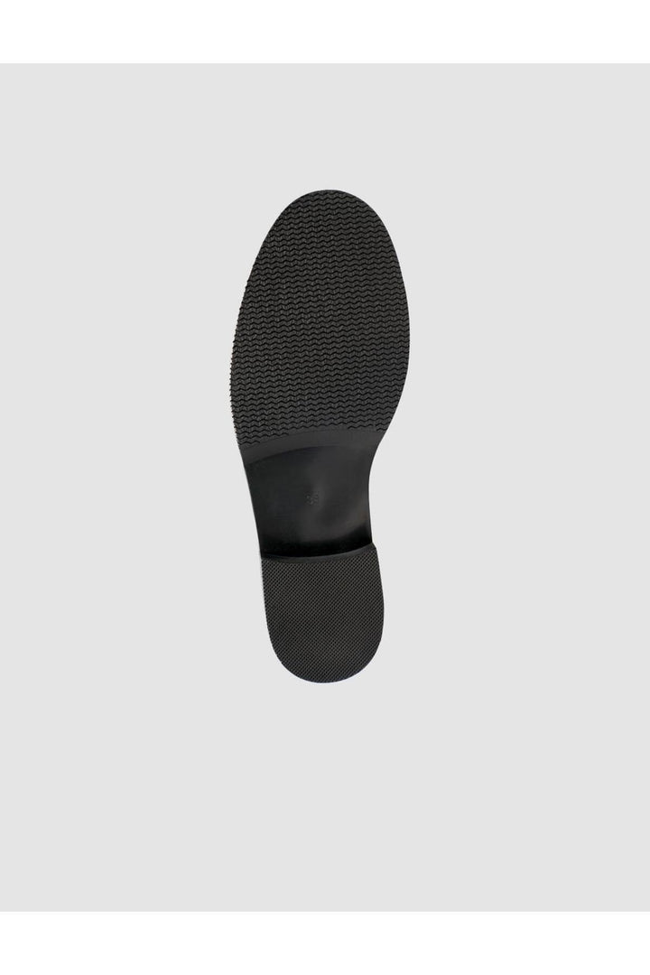 Cabani Shoes Bottines quotidiennes pour femmes en cuir véritable noir avec détails cloutés et fermeture éclair. - Noir