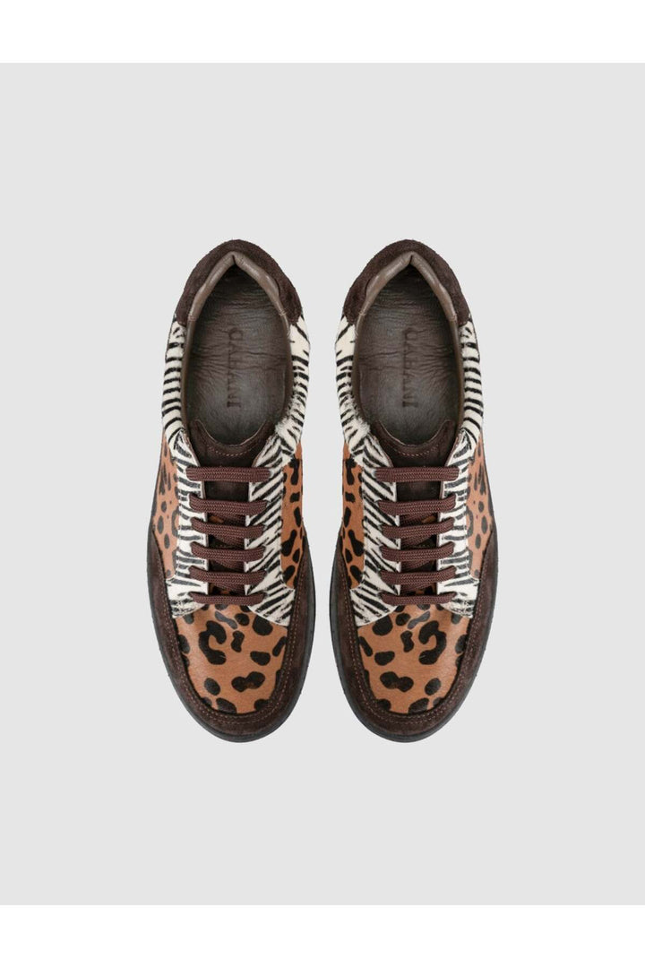 Cabani Shoes Baskets en cuir suédé à motif léopard pour femme - Multicolore