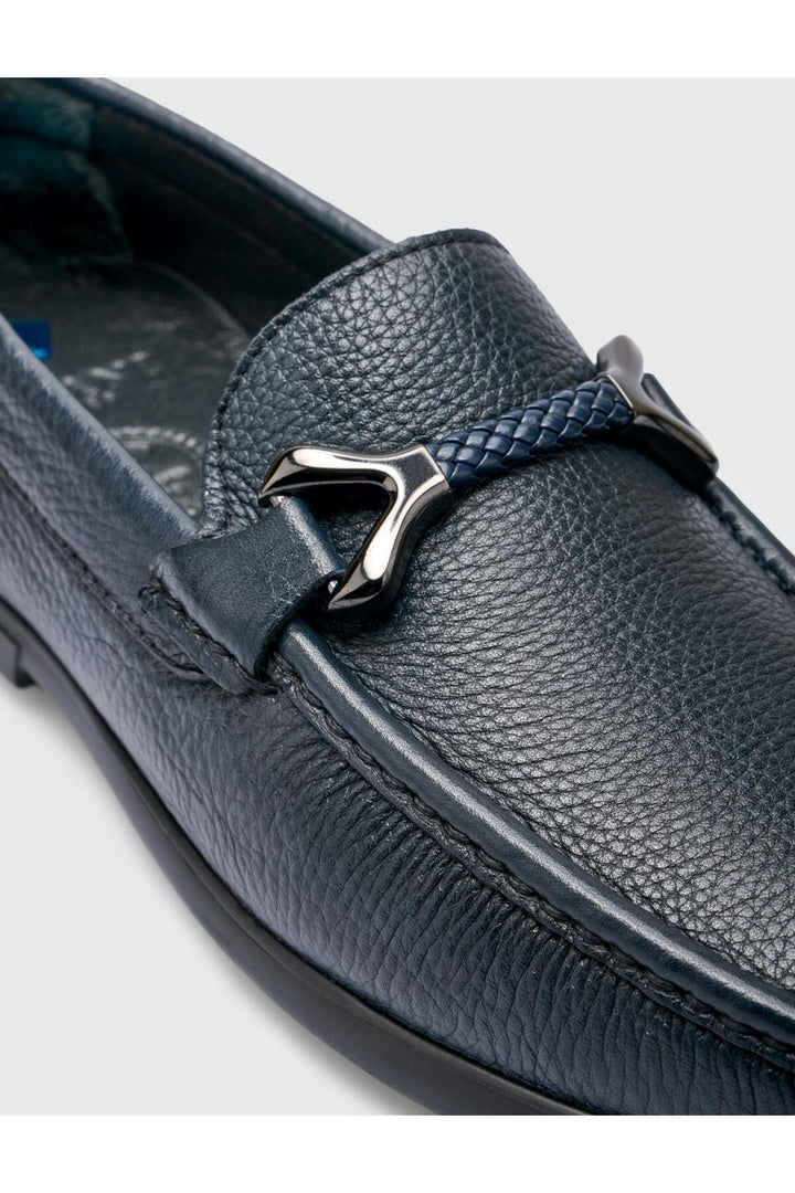 Cabani Shoes %100 Cuir Véritable Mocassins Pour Hommes Détails Boucle Bleu Marine - Bleu marine
