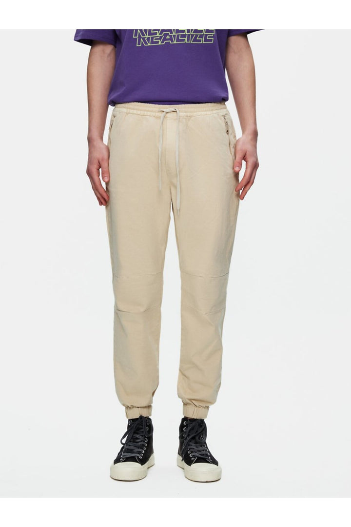 LTB Pantalon gabardine beige à taille élastique