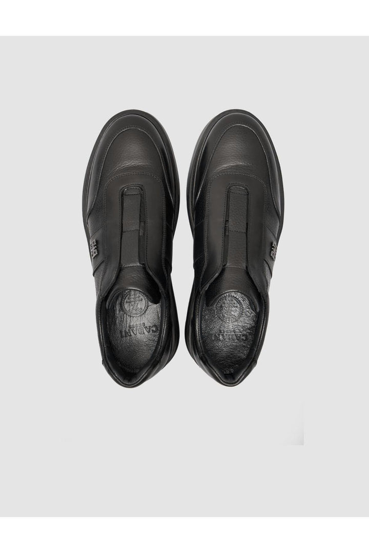 Cabani Shoes %100 Cuir véritable Baskets sportives pour hommes entièrement noires - Noir