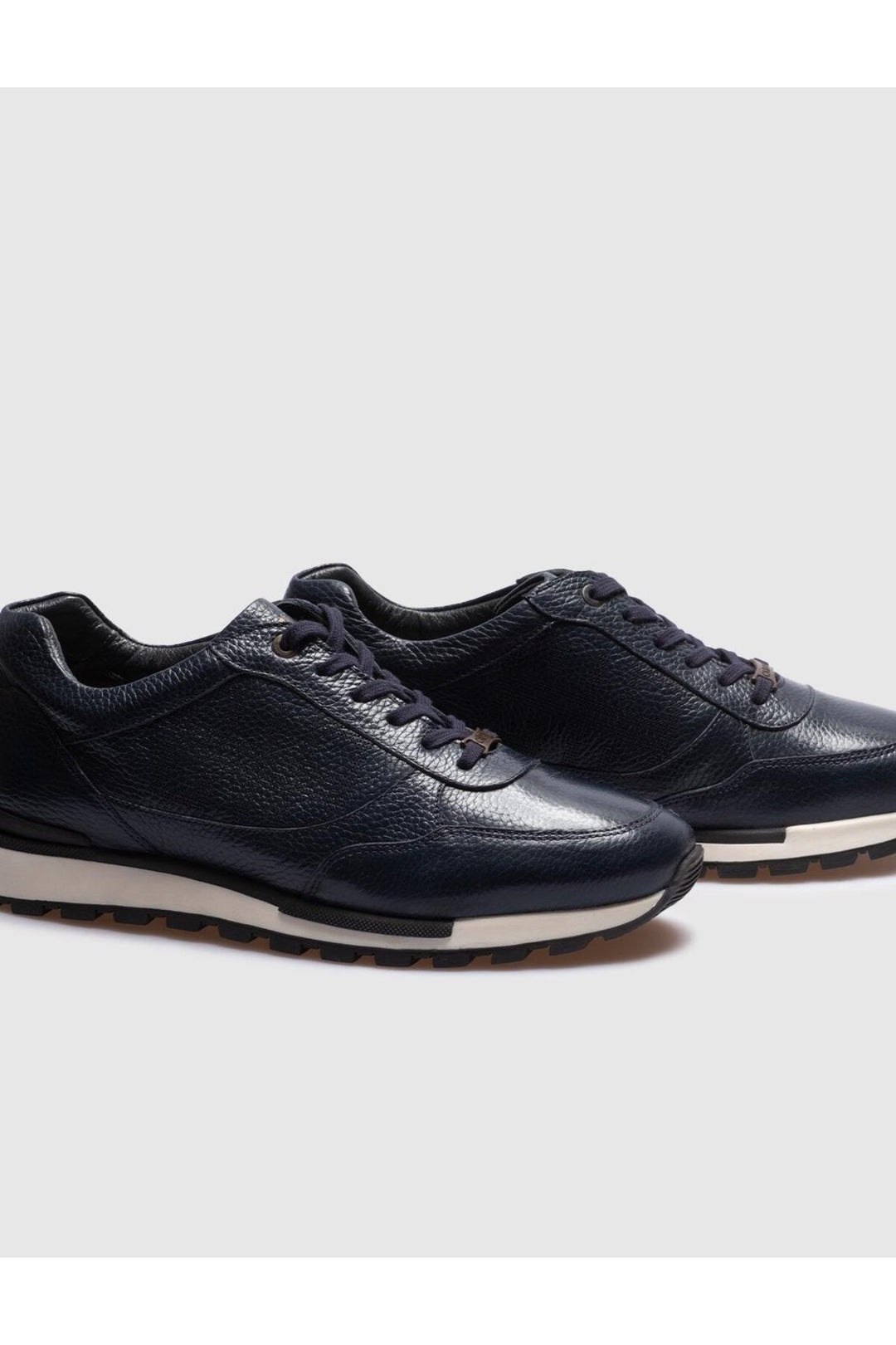 Cabani Shoes Chaussures de sport pour hommes en cuir véritable bleu marine à lacets - Bleu marine