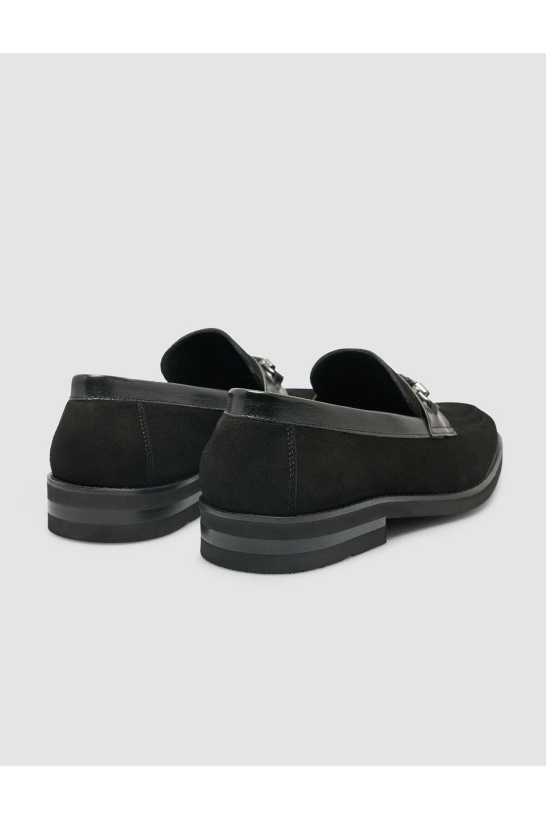 Cabani Shoes Mocassin homme en cuir suédé véritable noir avec détail de boucle. - Multicolore