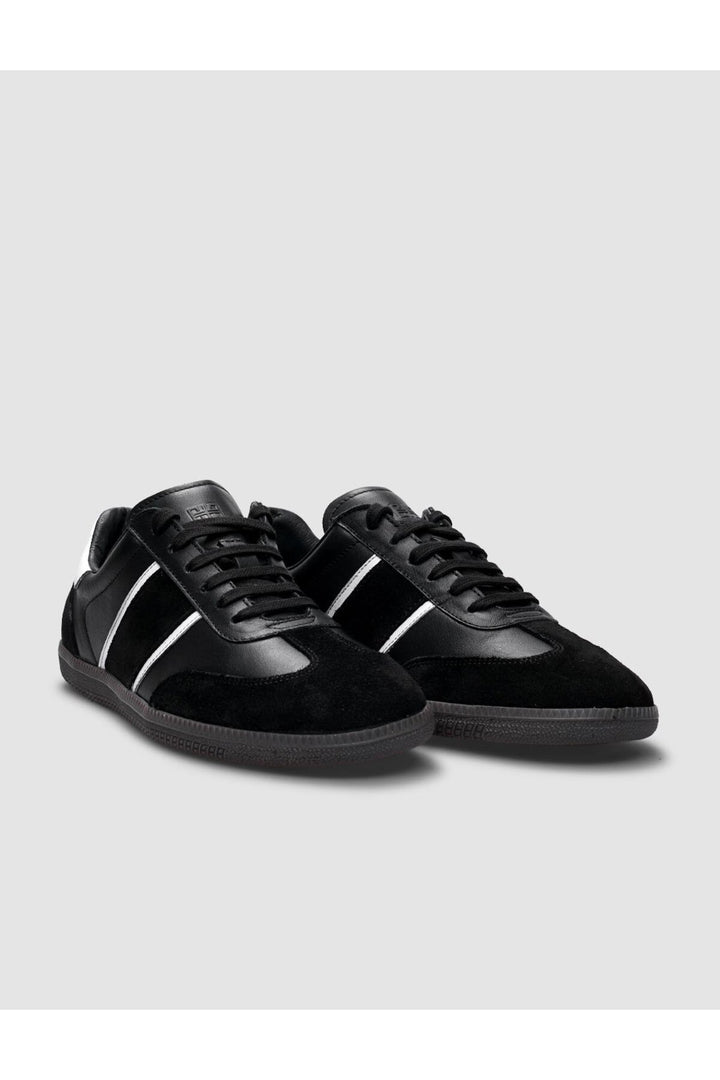 Cabani Shoes Baskets de sport pour femmes en cuir véritable noir en daim à lacets 100% - Multicolore