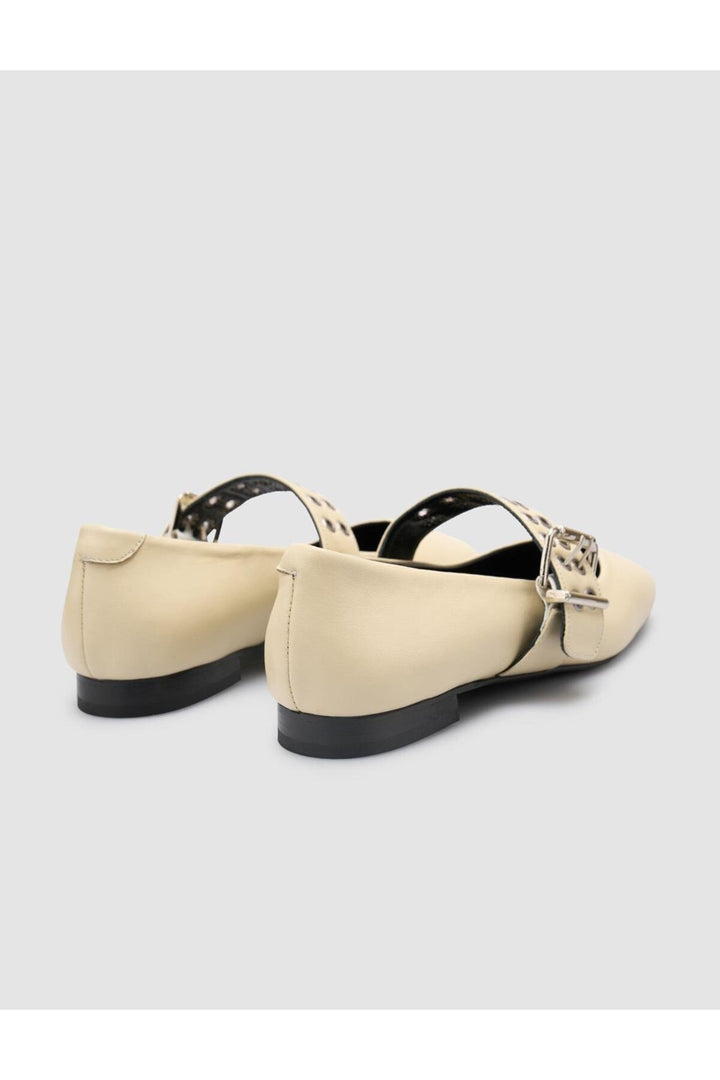 Cabani Shoes %100 Cuir Véritable Ballerines Femme Beige - Beige