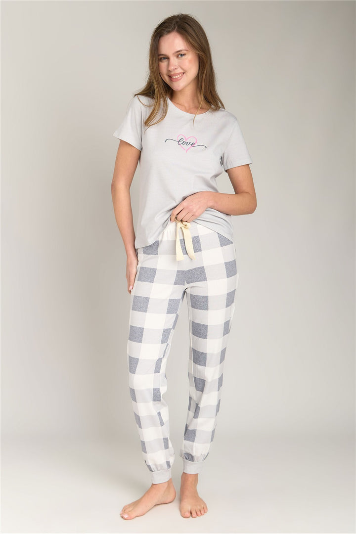 Lovely Things Ensemble de pantalons de pyjama CAMERON en tricot à manches courtes - Gris