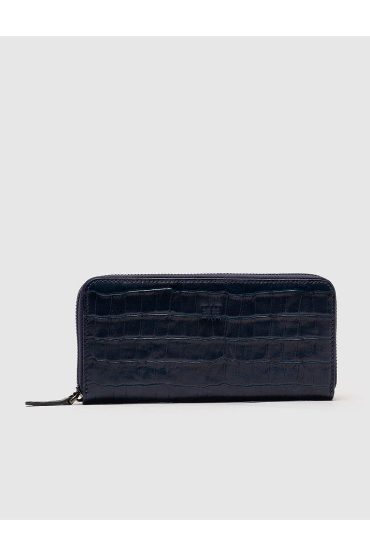 Cabani Shoes Portefeuille femme en cuir véritable bleu. - Bleu