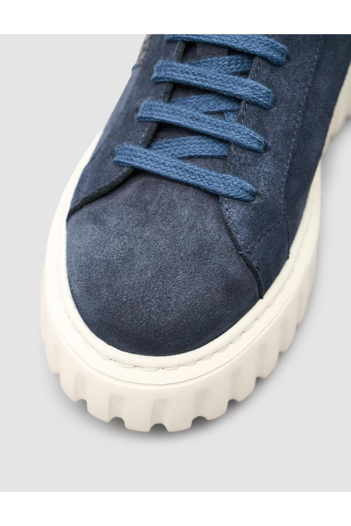 Cabani Shoes Baskets pour femmes en croco en suède à lacets Bleu marine - Bleu marine