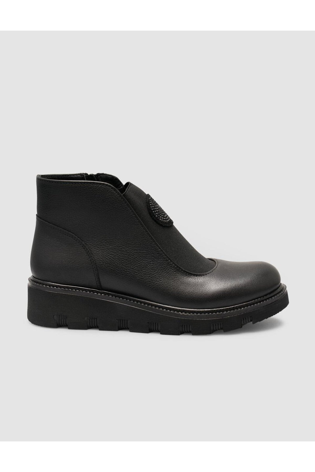 Cabani Shoes Bottines pour femmes en cuir véritable noir avec pierres. - Multicolore