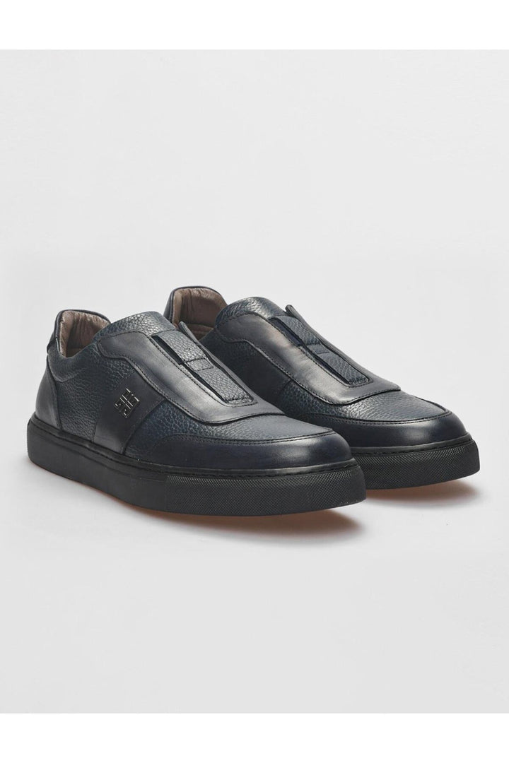 Cabani Shoes Chaussures de sport pour hommes en cuir véritable bleu marine - Bleu marine