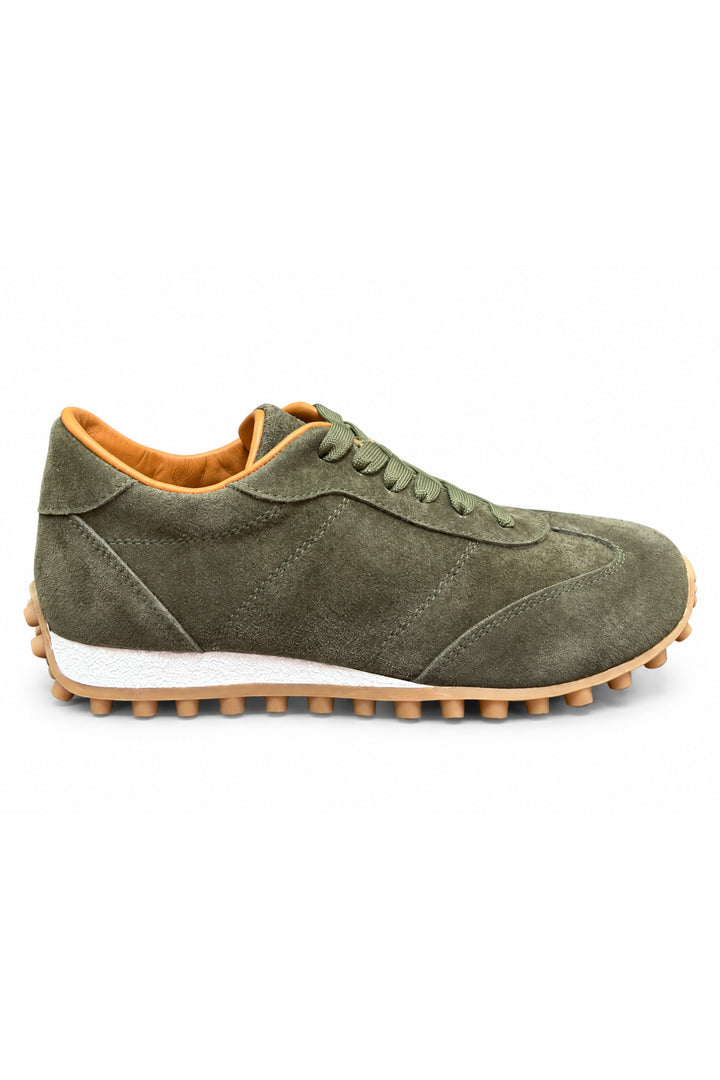Wavelys VERONA Haki Véritable Cuir Suédé Doublé en Fourrure Chaud Flexible Semelle en Caoutchouc Doux Confortable Baskets Femme - Kaki