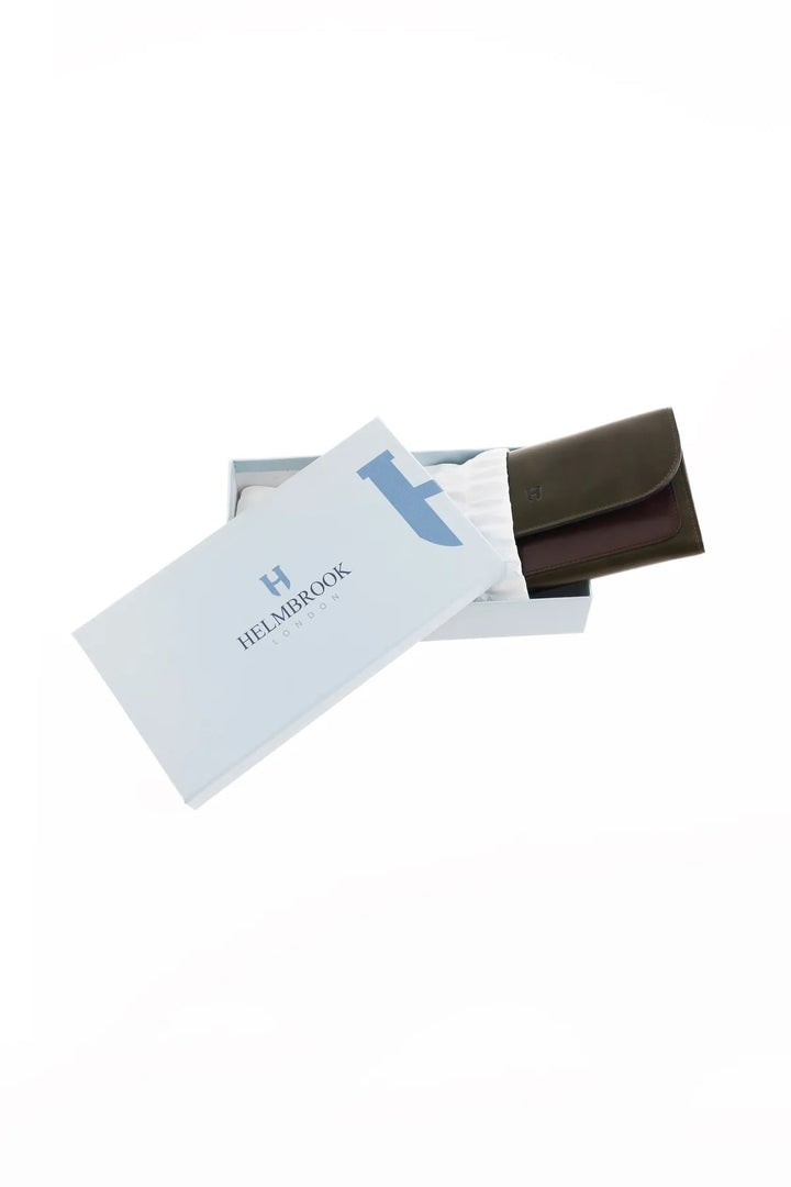 Helmbrook Femme Cuir véritable Grand Portefeuille Fermoir à bouton-pression Protégé par RFID Charlotte Kaki Café