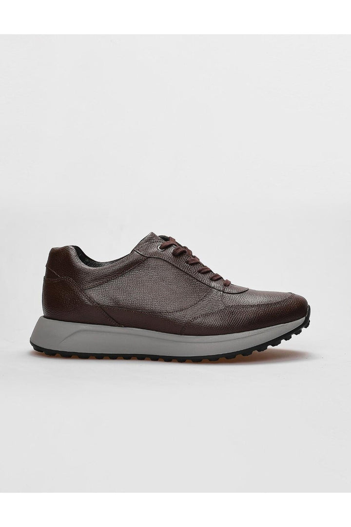 Cabani Shoes Chaussures de sport pour hommes en cuir véritable marron à lacets - Marron