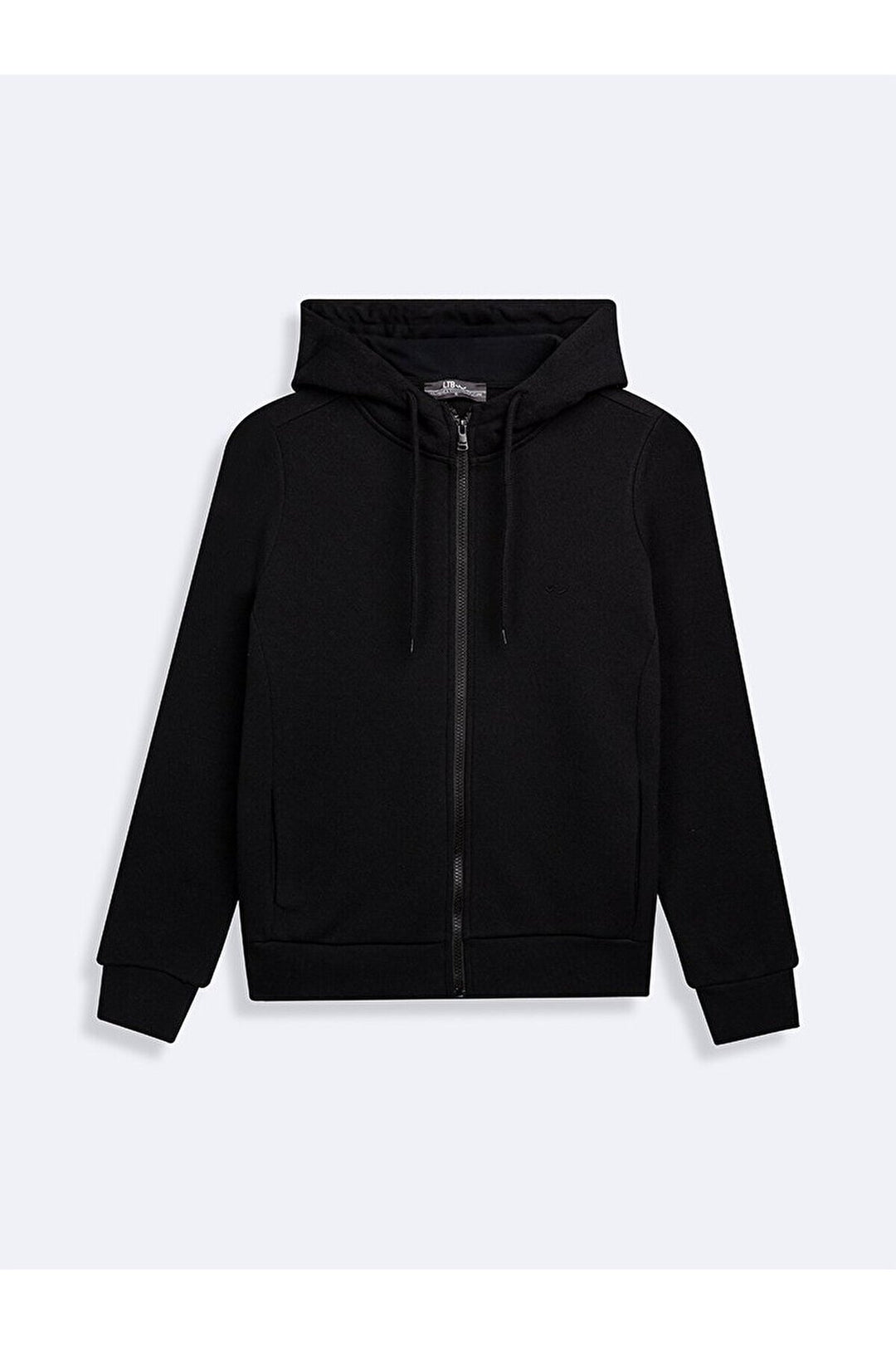 LTB Sweat noir à capuche ordinaire avec fermeture éclair et coupe plate