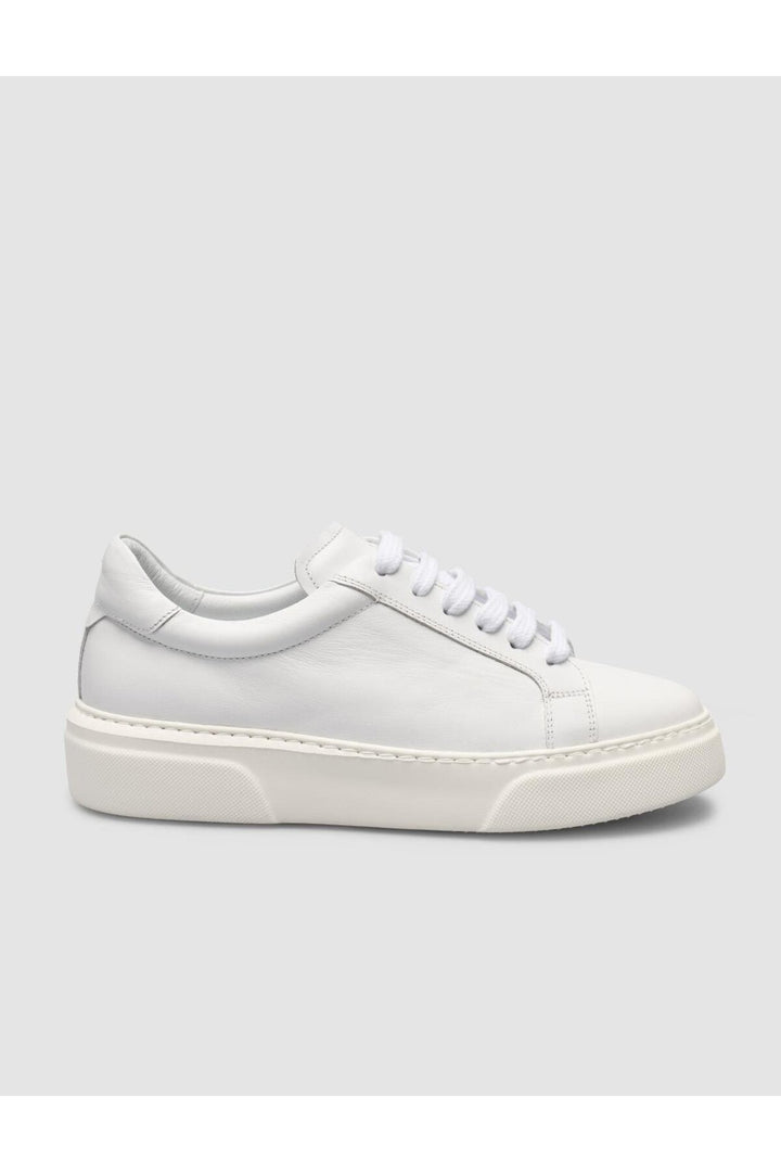 Cabani Shoes MonaMae Baskets Femme en Cuir Véritable Blanc 100% - Blanc