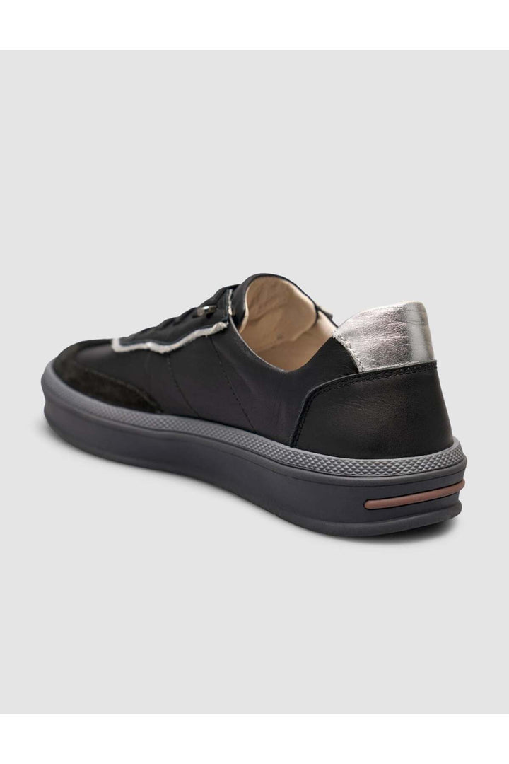 Cabani Shoes Baskets femme en cuir de veau véritable avec détails en suède noir - Multicolore