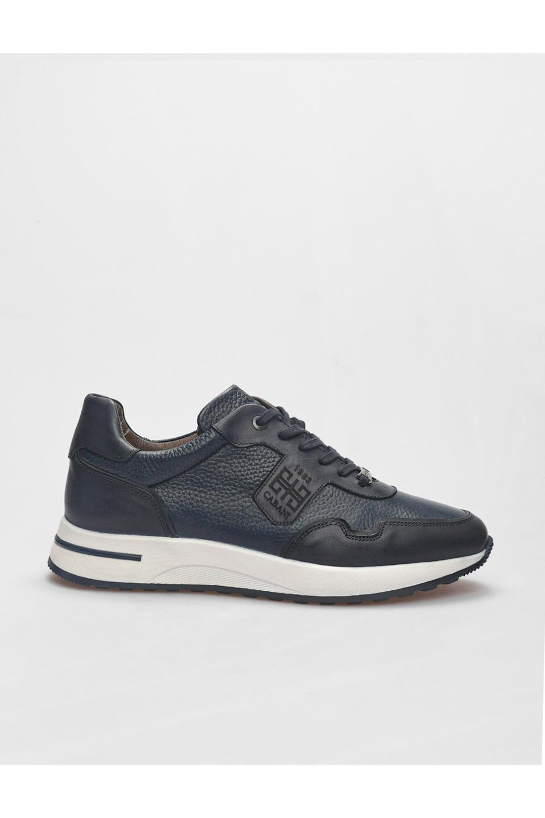 Cabani Shoes Chaussures de sport pour hommes en cuir véritable bleu marine à lacets - Bleu marine