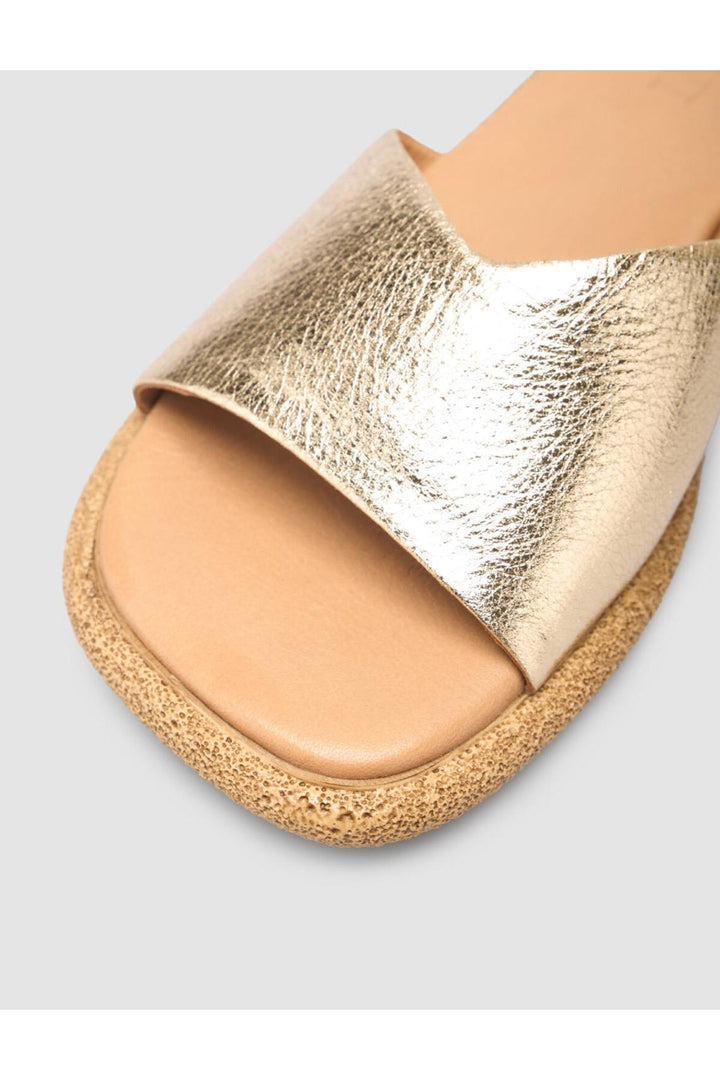 Cabani Shoes Sandales pour femmes en cuir véritable couleur or à 100% - Doré