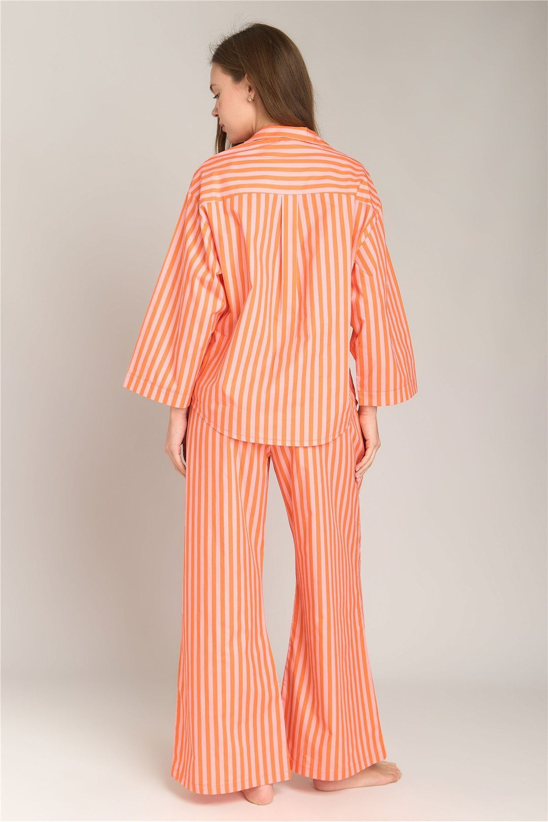 Lovely Things SUZIE Pantalon de pyjama en popeline à rayures - Orange