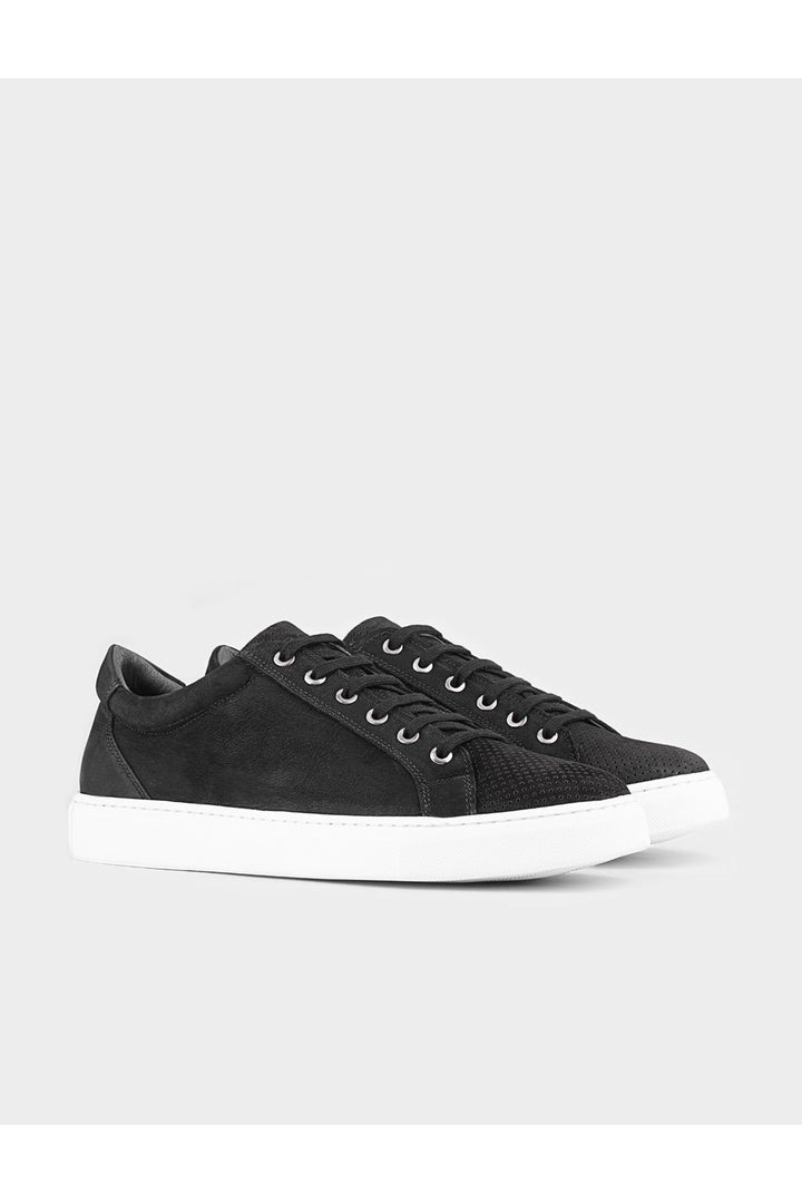 Cabani Shoes Chaussures de sport en cuir véritable noires à lacets pour hommes, chaussures de tous les jours. - Noir